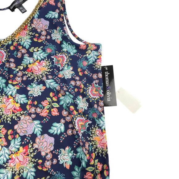 Thomas & Olivia Black Floral Tank Top with Chain Detail Size XL NWT - Picture 5 of 7